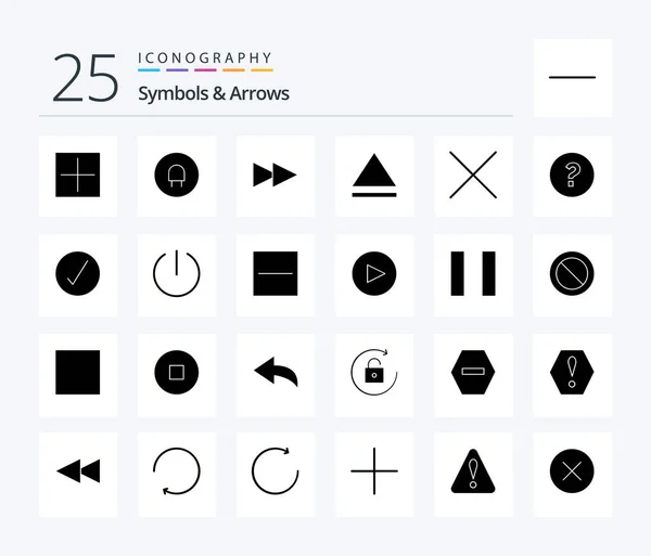 Symbols Arrows Solid Glyph Icon Pack Including Complete Check Next — Stok Vektör