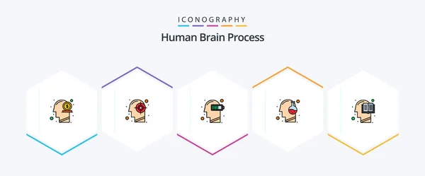 Human Brain Process Filledline Icon Pack Including Innovation Head Mind — Stockový vektor