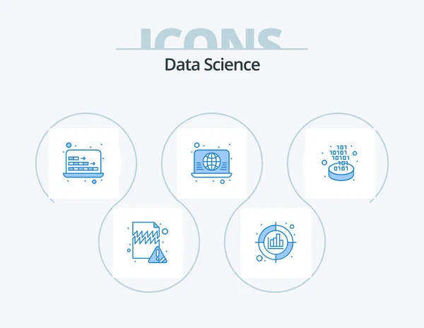 Data Science Blue Icon Pack Icon Design Web Global Target — Stock vektor
