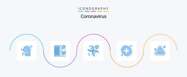 Coronavirus Blue Icon Pack Including Notice Sign Dna Healthcare Medica — Stockový vektor