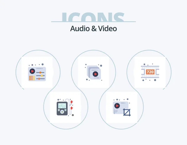Audio Video Flat Icon Pack Icon Design Video Movie Audio — Stock vektor