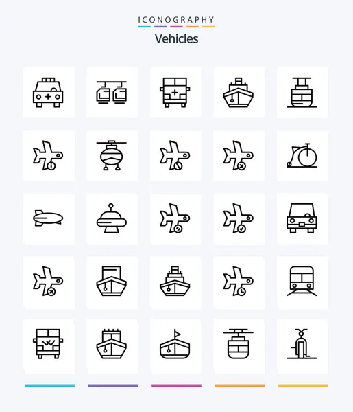 Creative Vehicles Outline Icon Pack Transportation Ship Vehicles Filled Transportation — Stockvector