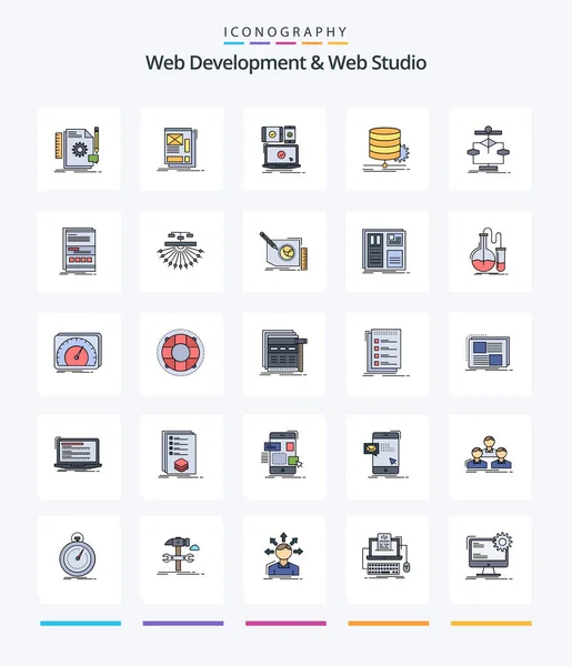 Creative Web Development Web Studio Line Filled Icon Pack Data — Archivo Imágenes Vectoriales