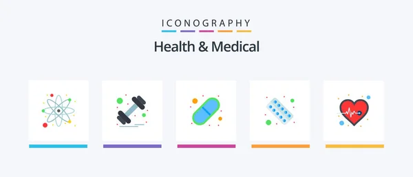 Health Medical Flat Icon Pack Including Beat Health Capsule Form — Stockvector