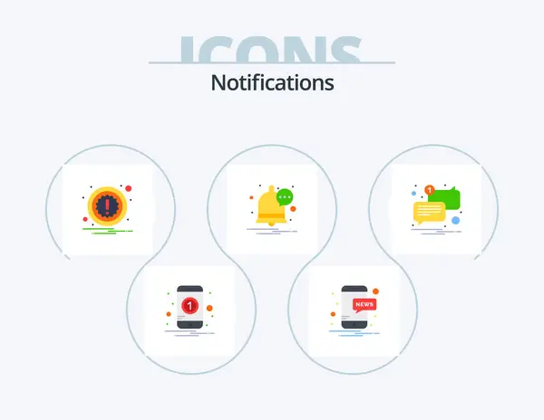 Notifications Flat Icon Pack Icon Design Message Attention Mail Notification – stockvektor