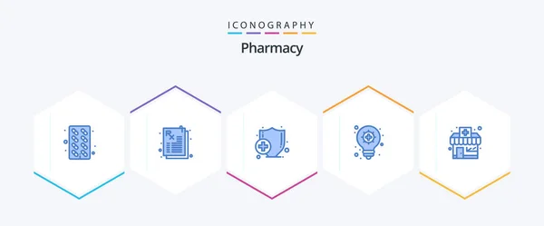 Pharmacy Blue Icon Pack Including Pharmacy Insurance Drugstore Pharmacy — Stockvector