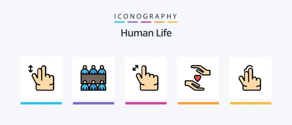 Human Line Filled Icon Pack Including Social Creative Icons Design — Διανυσματικό Αρχείο