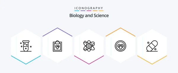 Biology Line Icon Pack Including Patch Science Science Lips Biology — Stockvektor