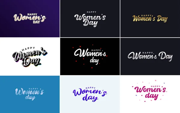 Happy Women Day Design Realistic Illustration Bouquet Flowers Banner Reading — Stock vektor
