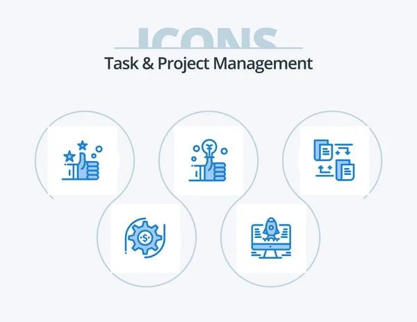 Task Project Management Blue Icon Pack Icon Design Transfer Hand — Stock Vector