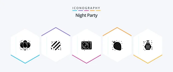 Night Party Glyph Icon Pack Including Night Night Celebration Sweet — Stock Vector