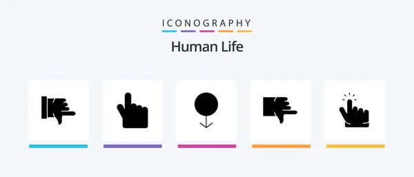 Human Glyph Icon Pack Including Hand Man Finger Vote Creative — Διανυσματικό Αρχείο