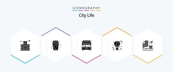 City Life Glyph Icon Pack Including Park Life Life City — Stockvector