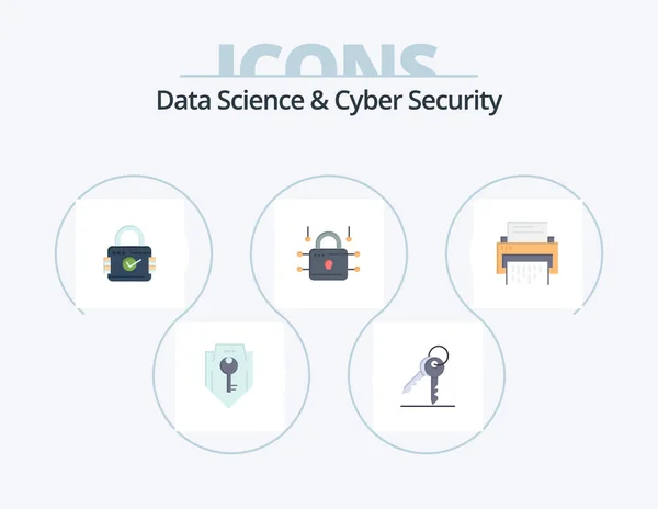 Data Science Cyber Security Flat Icon Pack Icon Design Confidential — Wektor stockowy