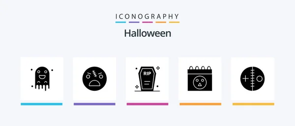 Halloween Glyph Icon Pack Including Costume Halloween Zombie Calendar Funeral — Stock Vector