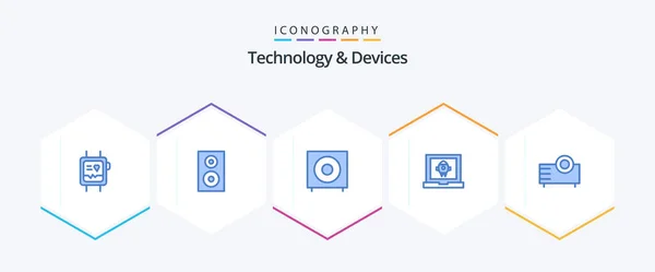 Devices Blue Icon Pack Including Rocket Laptop Technology App Products — Διανυσματικό Αρχείο