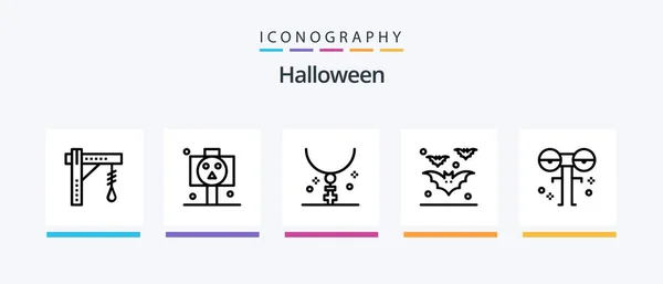 Halloween Line Icon Pack Including Ball Funeral Bats Death Casket — Stock vektor