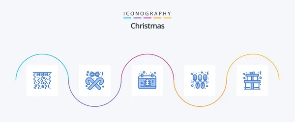 Christmas Blue Icon Pack Including Christmas Garland Calendar Christmas Xmas — 图库矢量图片