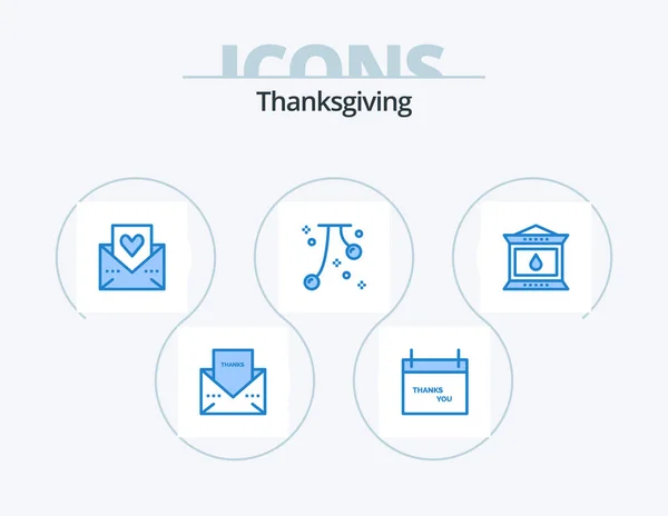 Thanks Giving Blue Icon Pack Icon Design Fall Cherry Thanksgiving — Wektor stockowy