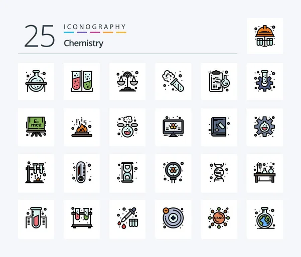 Chemistry Line Filled Icon Pack Including Laboratory Chemical Chemistry Clipboard — Vector de stock