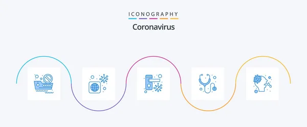 Coronavirus Blue 5 Icon Pack Including nose. doorknob. stethoscope. healthcare