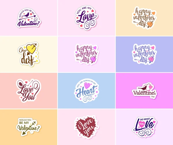 Love Details Valentine Day Typography Graphics Stickers — Vector de stock