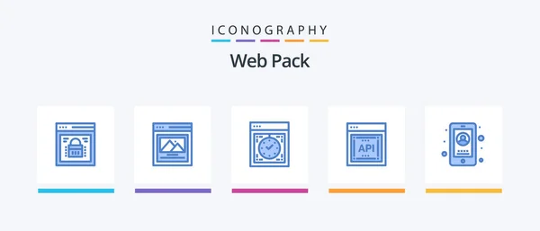 Web Pack Blue Icon Pack Including Business Application Programmer Interface — Stok Vektör