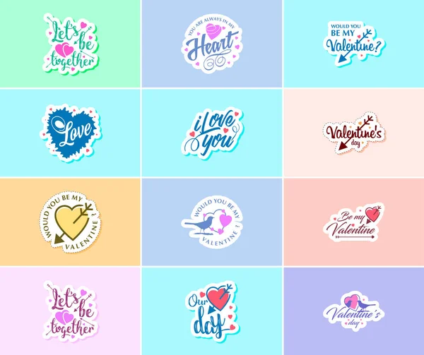 Express Your Love Valentine Day Typography Graphics Stickers — Stock vektor