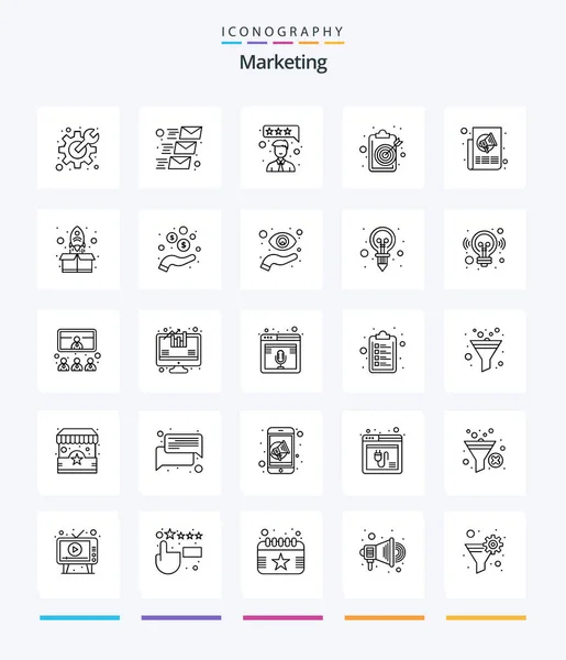Creative Marketing Outline Icon Pack Marketing Target Customer Satisfaction Objective — Stockvektor