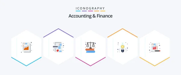 Accounting Finance Flat Icon Pack Including Analytics Calculator Pie Chart — Vettoriale Stock