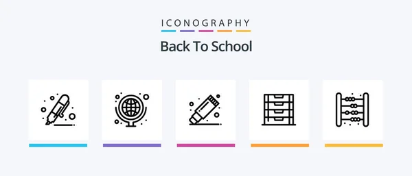 Back School Line Icon Pack Including Highlighter Drawing School Supplies — Stockový vektor
