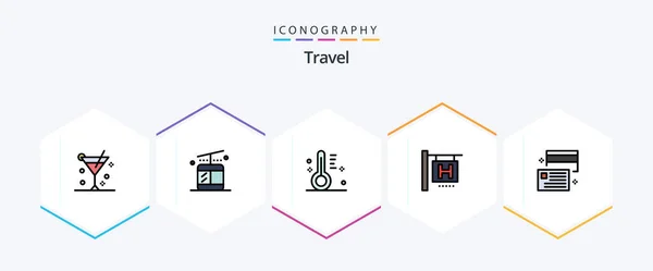 Travel Filledline Icon Pack Including Credit Card Design Borrow Travel — Archivo Imágenes Vectoriales