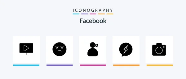 Facebook Glyph Icon Pack Including Image Power Man Chating Chat — Διανυσματικό Αρχείο