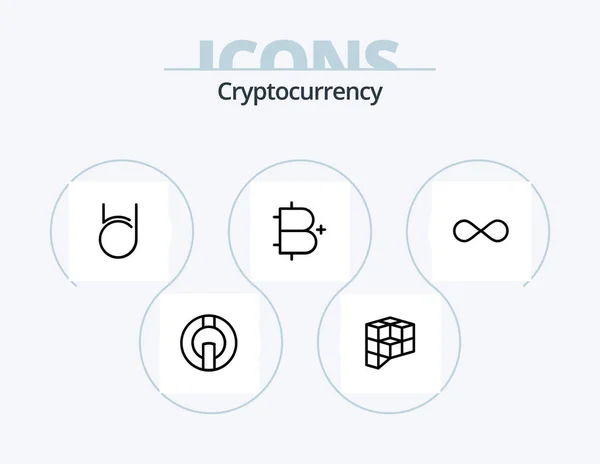 Cryptocurrency Line Icon Pack Icon Design Cloakcoin Crypto Decreed Coin — Vetor de Stock