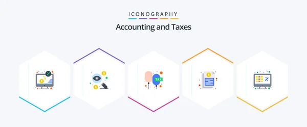 Taxes Flat Icon Pack Including File Bill Money Rate Floating — Stockvektor