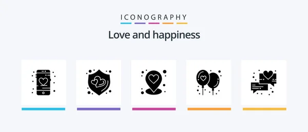 Love Glyphh Icon Pack Including Сообщения Расположение Любовь Люблю Праздновать — стоковый вектор