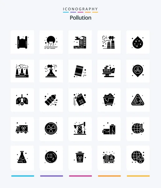 Creative Pollution Glyph Solid Black Icon Pack Waste Waste Waste — Stock Vector