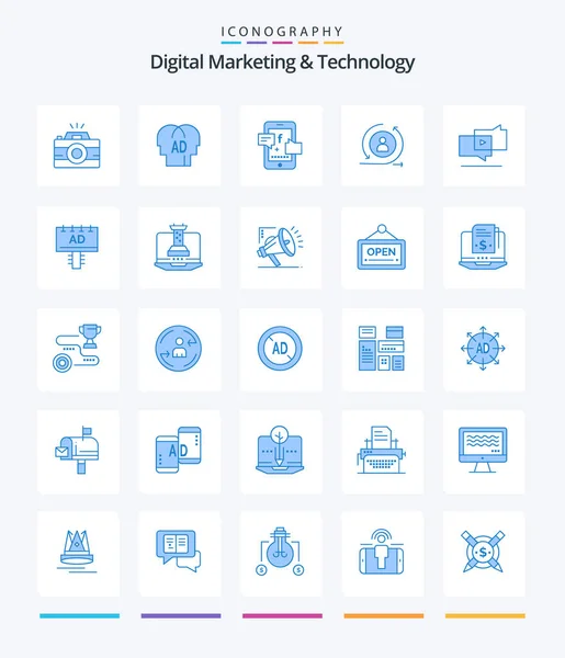 Creative Digital Marketing Technology Blue Icon Pack Marketing Digital Promotoin — Stockový vektor