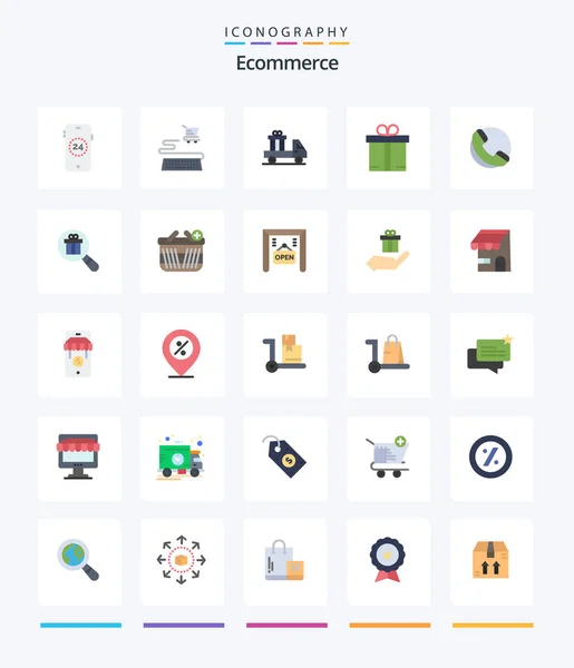 Creative Ecommerce Flat Icon Pack Basket Ecommerce Ecommerce Gift Shop — Stockvector