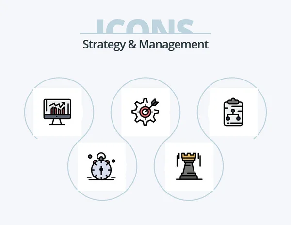 Strategy Management Line Filled Icon Pack Icon Design Sign Board — Stock vektor
