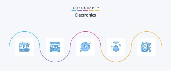 Electronics Blue Icon Pack Including Music Disk Headphones Light Bulb — Archivo Imágenes Vectoriales