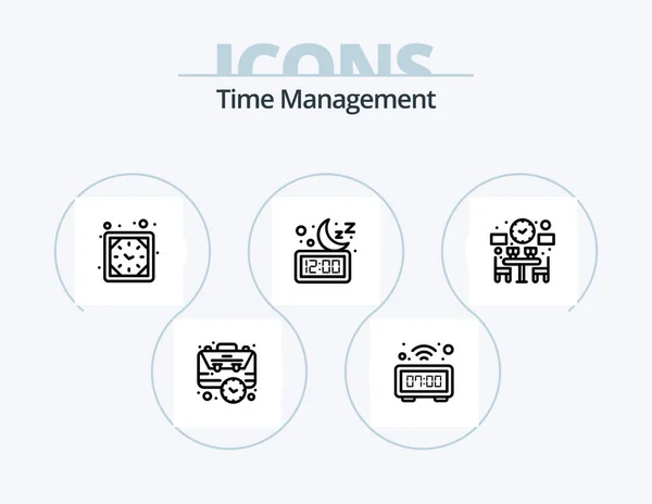 Time Management Line Icon Pack Icon Design Winter Cold Reception — Vector de stock
