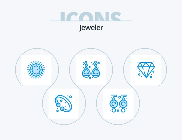Jewellery Blue Icon Pack Icon Design Diamond Jewelry Jewelry Gold — Stok Vektör