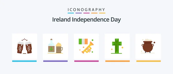 Ireland Independence Day Flat Icon Pack Including Parish Church Ireland — Stock Vector