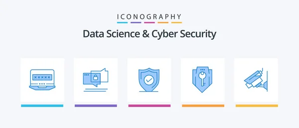 Data Science Cyber Security Blue Icon Pack Including Camera Security — Archivo Imágenes Vectoriales