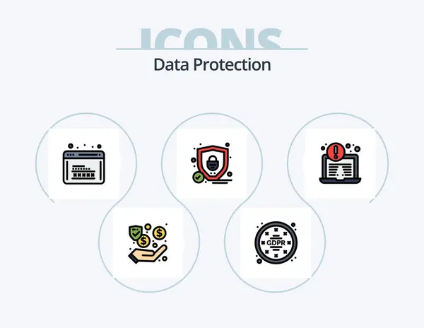Data Protection Line Filled Icon Pack Icon Design Web Security — Stockvector