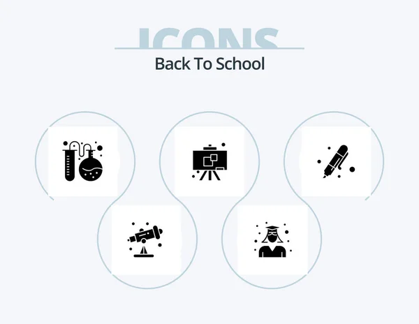 Back School Glyph Icon Pack Icon Design Education Back School — 图库矢量图片