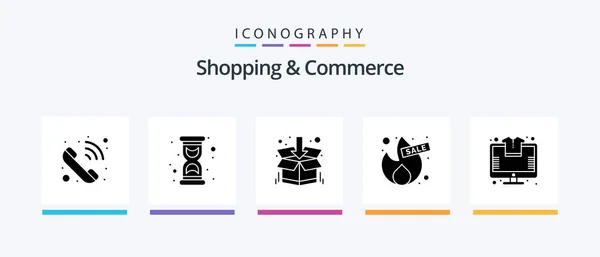 Shopping Commerce Glyph Icon Pack Including Shopping Sale Box Offer — Stockvektor