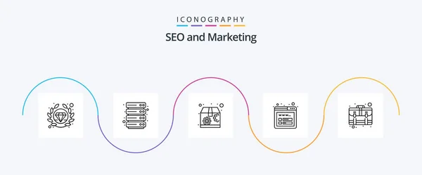 Seo Line Icon Pack Including Suitcase Seo Case Services — Stockvektor
