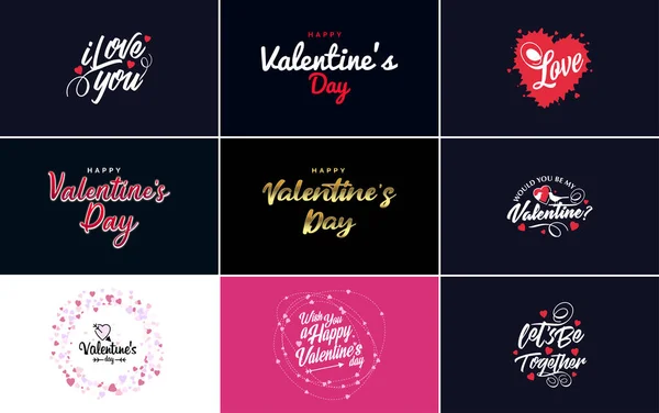 Happy Valentine Day Banner Template Romantic Theme Pink Red Color — 图库矢量图片